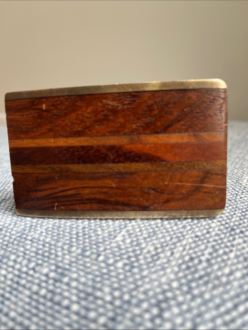 Vintage Wood & Brass Belt Buckle Kenneth Reid Albuquerque New Mexico Art Unisex